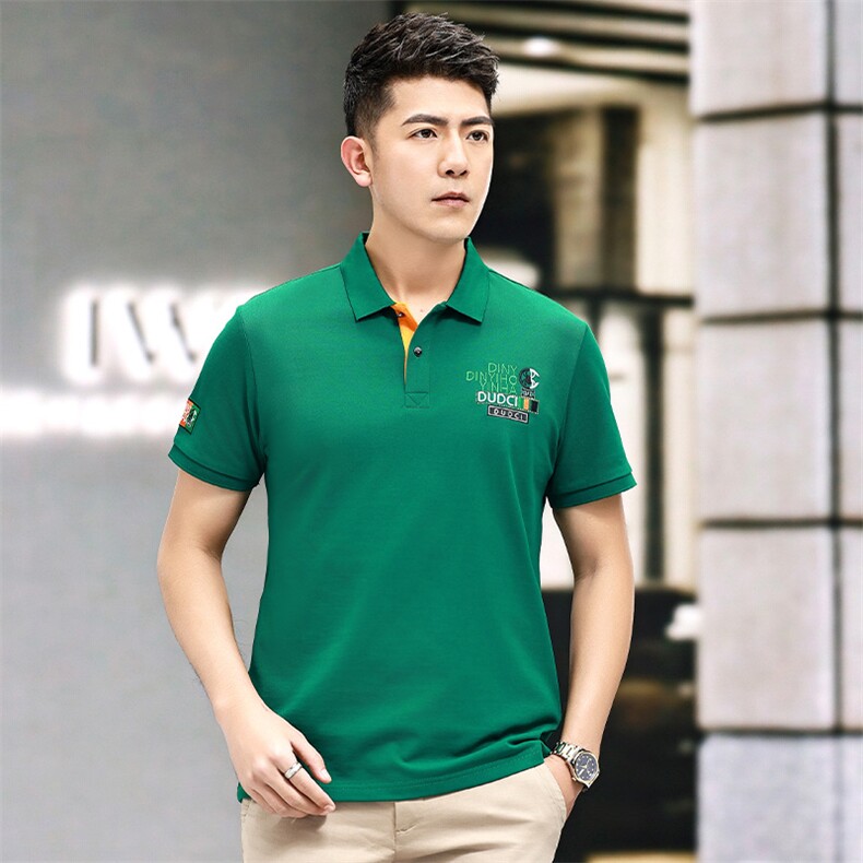 夏季丝光棉短袖T恤男士2026新款薄款冰丝透气宽松休闲翻领Polo衫,男装T恤,电商B212（原钱塘6029）