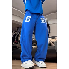 字母印花弯刀卫裤男春秋修身遮腿型裤子宽松校服休闲裤WK85，男装休闲裤，星座1116A（原606A-3）
