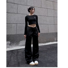 黑色工装裤女春秋冬2025新款高腰显瘦休闲哈伦束脚小个子美式复古，女装休闲裤，星座506A