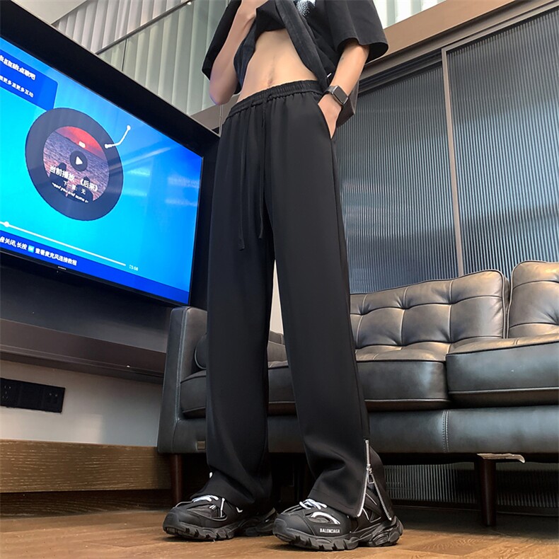 高街直筒松紧腰坠感速干冰丝休闲裤长裤XZ-221-1-K1502-P45,男装休闲裤,星座221-1