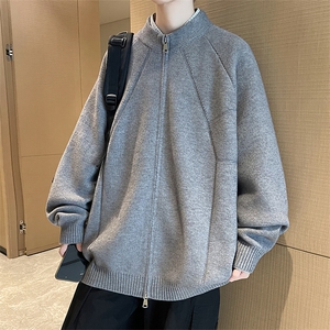韩系立领拉链毛衣cleanfit灰色针织开衫外套情侣5Q1136-TP65控118图片