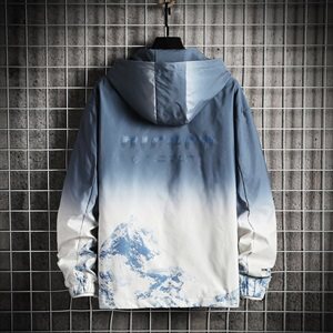 渐变夹克男2021宽松韩版潮牌春秋季连帽防风外套DS857TP65图片