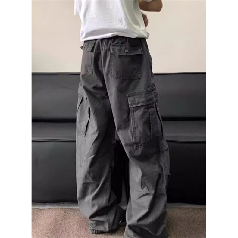 复古多口袋水洗工装裤男女做旧抽绳褶皱伞兵裤宽松阔腿裤子KG115,男装工装外套,星座1116A（原606A-3）