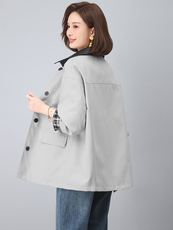 2025新款杭州意法风衣女时尚中年妈妈洋气大码休闲中长款春秋外套，女装短外套，江忆布依