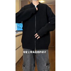 ！棒球领双拉链开衫针织毛衣男CP16-特p55，男装针织衫/毛衣，电商B371