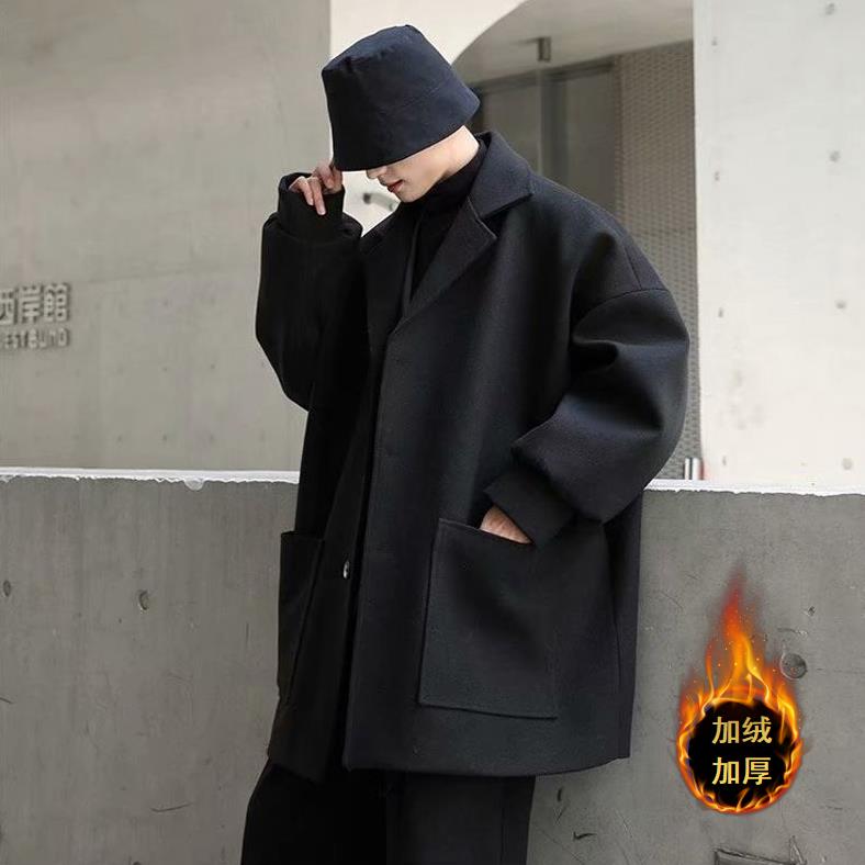 风衣男中长款韩版潮流百搭宽松毛呢大衣秋季情侣短款翻领呢子外套,男装风衣,星座1210-1