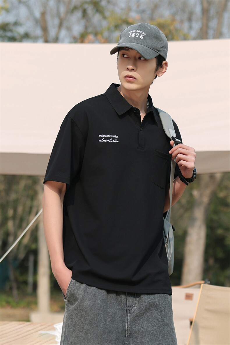美式夏季新款Polo衫男士半袖日系潮牌男装宽松短袖t恤PL143-P45,男装Polo衫,星座1109-1