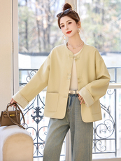 2025年春季新款新中式风提花两面穿唐装超好看pu皮衣外套女上衣，女装短外套，玖莱伊