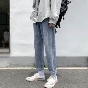 港风新款宽松百搭牛仔裤男 韩版直筒九分裤休闲裤 K801/P45图片