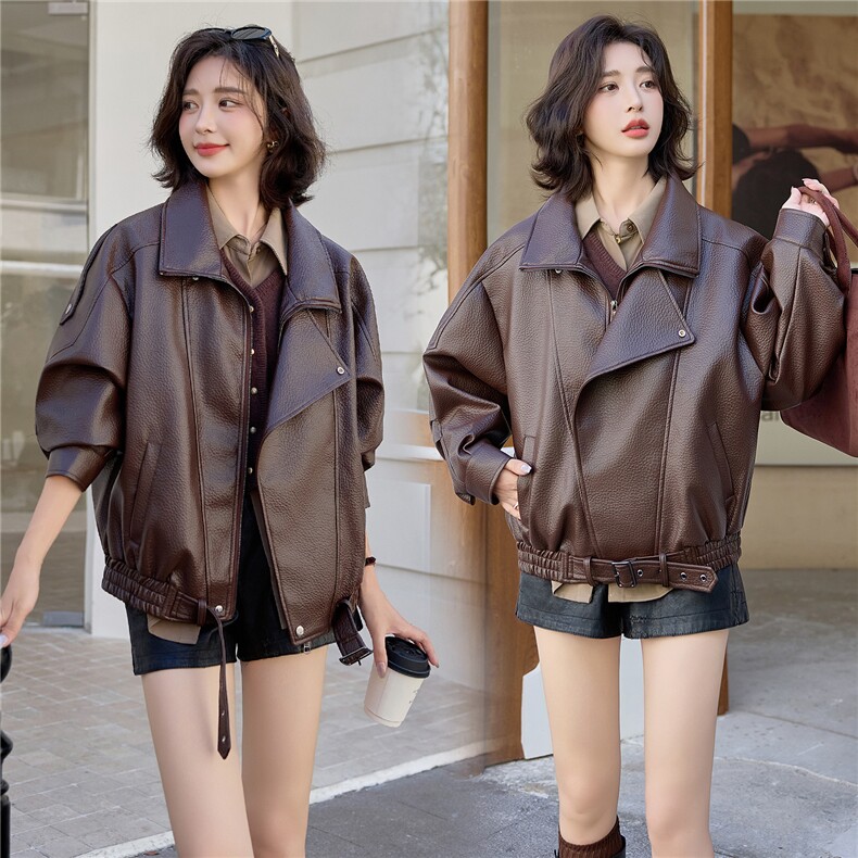 2025年秋季新款现货潮流时尚休闲皮衣外套，女装皮衣，臻衣坊