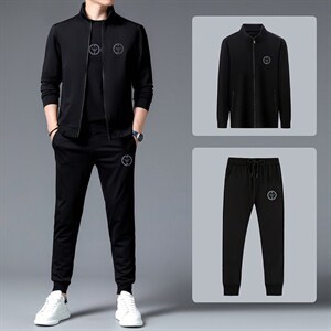 中老年套装男春秋季2023年新款中年爸爸休闲运动服男士夹克两件套图片