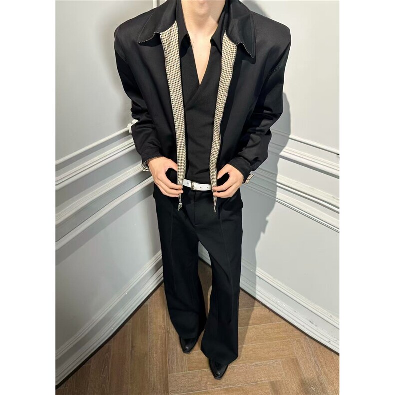 美式复古千鸟格哈灵顿双面穿飞行夹克男JK916-P85，男装夹克，星座1109-4