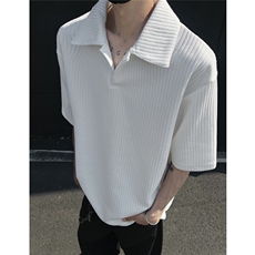 夏装2025新品300克重磅坑条翻领POLO衫男装夏季短袖T恤S403-特P38，男装T恤，电商A233-1