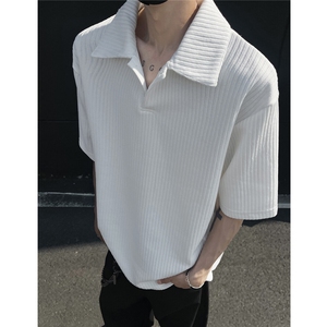夏装2025新品300克重磅坑条翻领POLO衫男装夏季短袖T恤S403-特P38图片