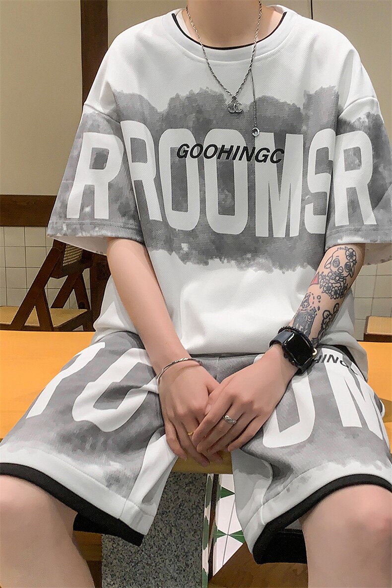 量大优供视频菠萝格套装短袖短裤男大码M-5XTZ22-特P50,男装牛仔裤,电商B325