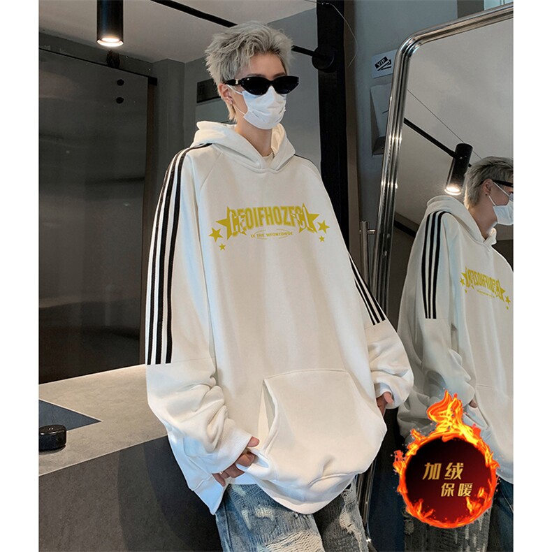 抖音得物供货提供视频秋冬重磅美式宽松织带连帽卫衣0430,男装卫衣,电商A486