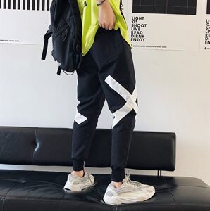 2021 春季新日系松紧腰个性男贴布工艺大码九分裤休闲裤K8110-P55图片