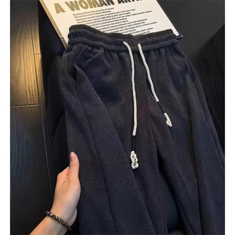 黑色加绒针织裤男女加厚美式运动卫裤SLK63P45,男装休闲裤,星座1112-1