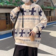 2023秋冬潮牌毛衣男宽松bf慵懒风上衣炸街针织打底衫M954-P45，男装针织衫/毛衣，星座512-2