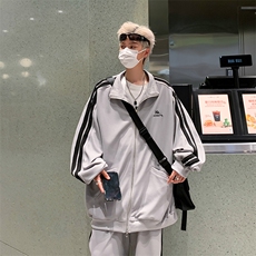 XZ301ATZ07港风撞色条纹学生休闲套装上衣P68控88裤子P50控68，男装休闲套装，星座301A