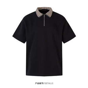 网络图现货夏季宽松拉链翻领运动男女短袖t恤潮牌半袖RT2506-P40图片