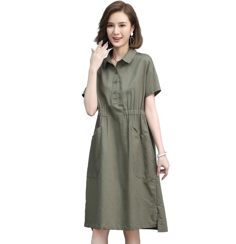 大码女装连衣裙2024新款夏季胖mm显瘦遮肉遮肚V领妈妈减龄裙子,女装连衣裙,丽影随形
