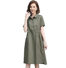 大码女装连衣裙2024新款夏季胖mm显瘦遮肉遮肚V领妈妈减龄裙子，女装连衣裙，丽影随形