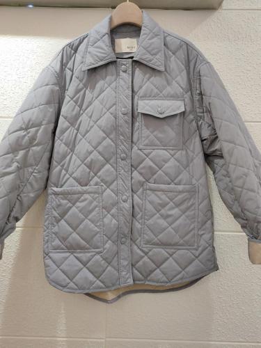 菱形格棉服外套,女装棉衣/棉服,moiiy