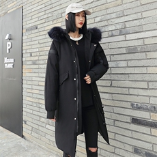 现货足连帽大毛领织带大长款情侣学生团体服团建服纯色羽绒服，男装羽绒服，星座301D-5(原星座1415）