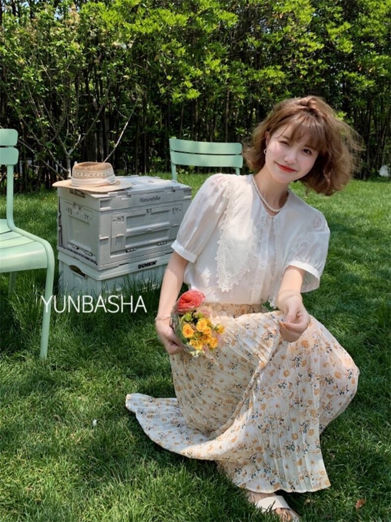 2022韵芭莎夏季新款法式尖尖领上衣，其它，韵芭莎