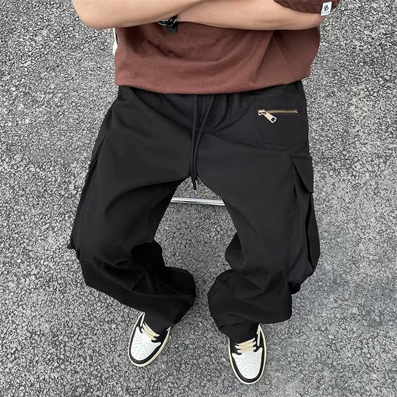 纯色美式高街工装裤夏季宽松休闲长裤潮常规宽松型青少年直筒春季,男装牛仔裤,星座506
