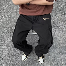 纯色美式高街工装裤夏季宽松休闲长裤潮常规宽松型青少年直筒春季，男装牛仔裤，星座506