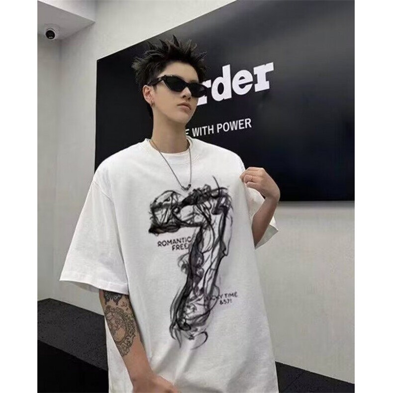 网图高品质美式半袖T恤纯棉男重磅情侣上衣914-4-D048-P35-控48图片