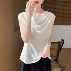 简约时尚无袖女士春季新款宽松遮肚百搭打底背心，女装针织衫/毛衣，绒宛羊绒
