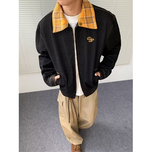 翻领拼接牛仔刺绣高品质休闲百搭男装夹克外套 XZ212-QJK1041-P76图片