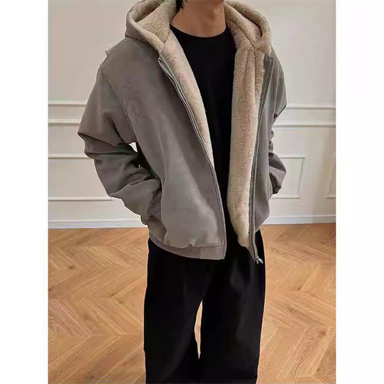 现货高品质美式冬季重磅座山雕大毛毛领pu皮棉衣男女加厚外套,男装皮衣,电商A486