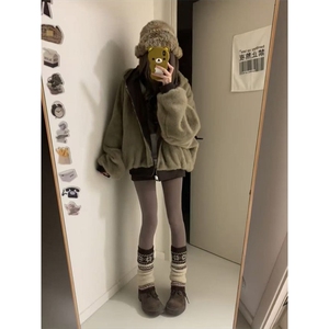 两面穿现货重磅短款座山雕棉衣男女双面穿毛毛绒棉服加厚外套图片