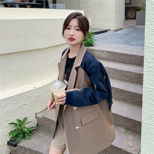 【 现货】2022秋新款设计感假两件撞色西服251-602-P155-K218图片