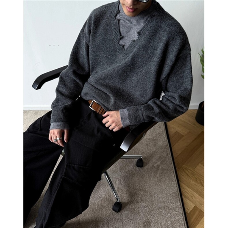 文艺日系原宿简约百搭ins时尚假两件气质北极绒毛衣流行MA840，男装针织衫/毛衣，星座1116A（原606A-3）