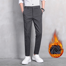冬季加绒小西裤休闲裤男士厚款长裤青年修身休闲保暖九分裤SK955，男装休闲裤，星座224-3
