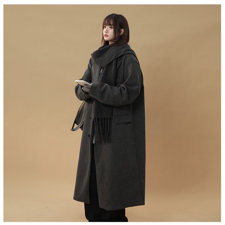 呢子大衣女秋冬高级感2025新款中长款正肩西装毛呢风衣外套，女装毛呢外套，星座710