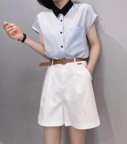 夏季天丝撞色小衬衣，女装，纽芮