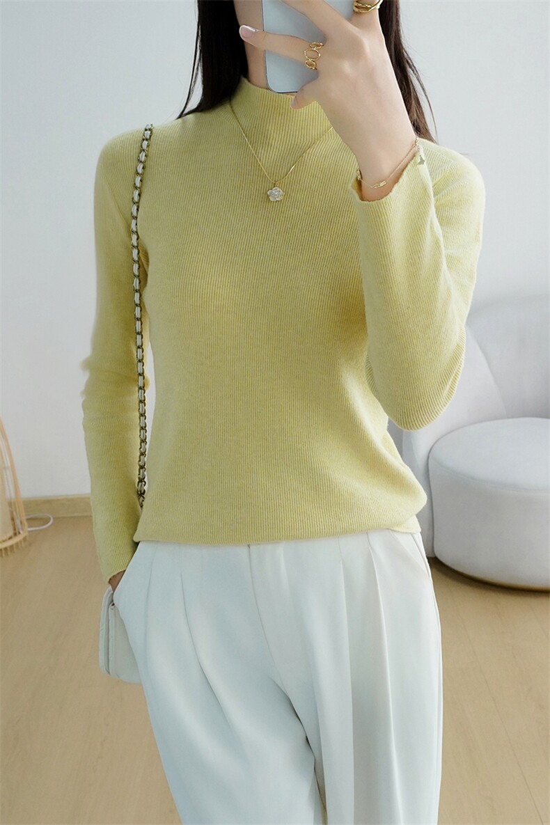 2025简约百搭半高领打底保暖时尚，女装针织衫/毛衣，鑫萬耀羊绒