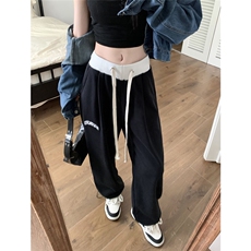 AK2488-P55运动裤女阔腿垂感直筒休闲美式抽绳束脚卫裤，女装休闲裤，星座617A-2
