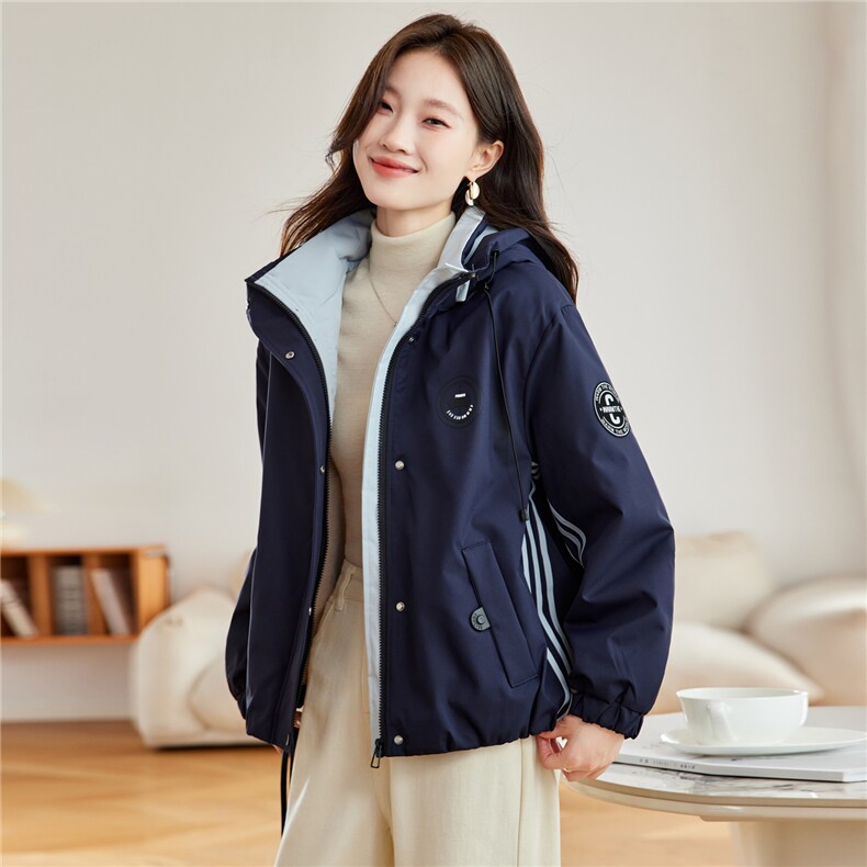 现货2025冬装新款加绒加厚休闲精品女装棉衣棉服连帽派克服,女装派克服,木子恋
