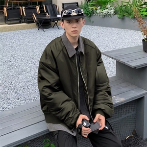 假两件冬季新款翻领棉衣机能面包服潮牌宽松高级感外套-WT821图片