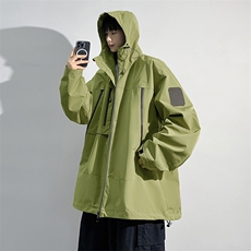 中性风工装冲锋衣男高品纯色宽松夹克外套DSA157B-J91-P60，男装夹克，电商A157B