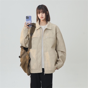 中性风PU皮工装翻领夹克2025秋季痞帅潮流外套XZ301b-2-JK2591P75图片