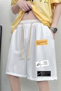 HD74118-P22 华夫格短裤男大码宽松五分裤男直筒中裤图片