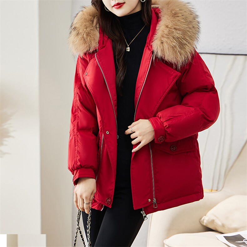 现货羽绒服女连帽新款短款小个子面包服时尚宽松休闲保暖轻暖外套,女装羽绒服,贵人树